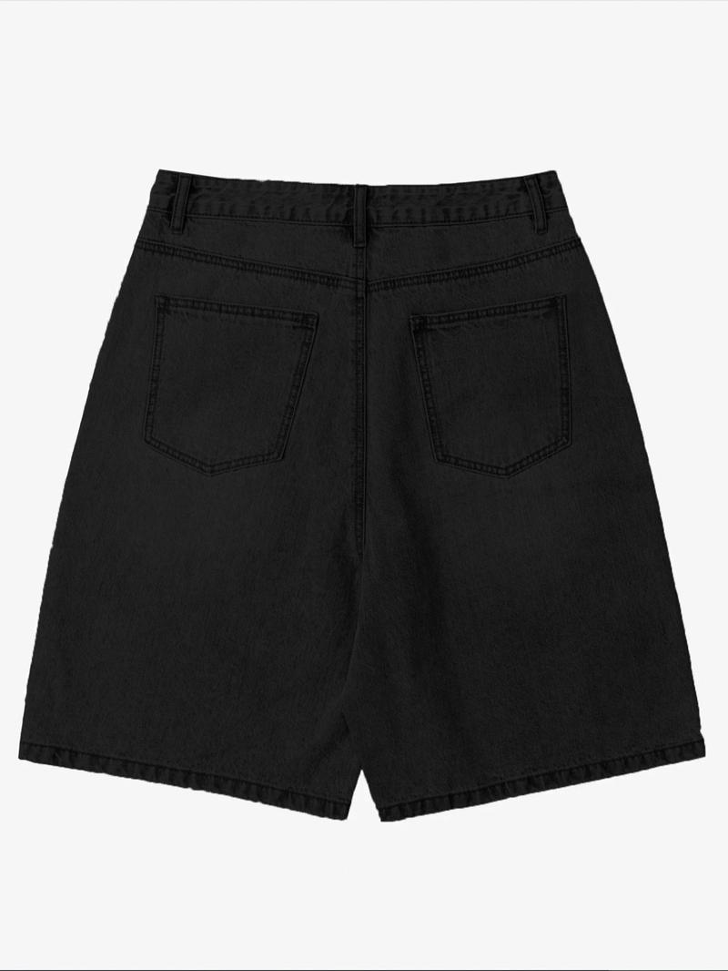 Men's Solid Color Denim Shorts, Loose Casual Comfy Short Jeans for Daily Wear, Men's Bottoms for Summer