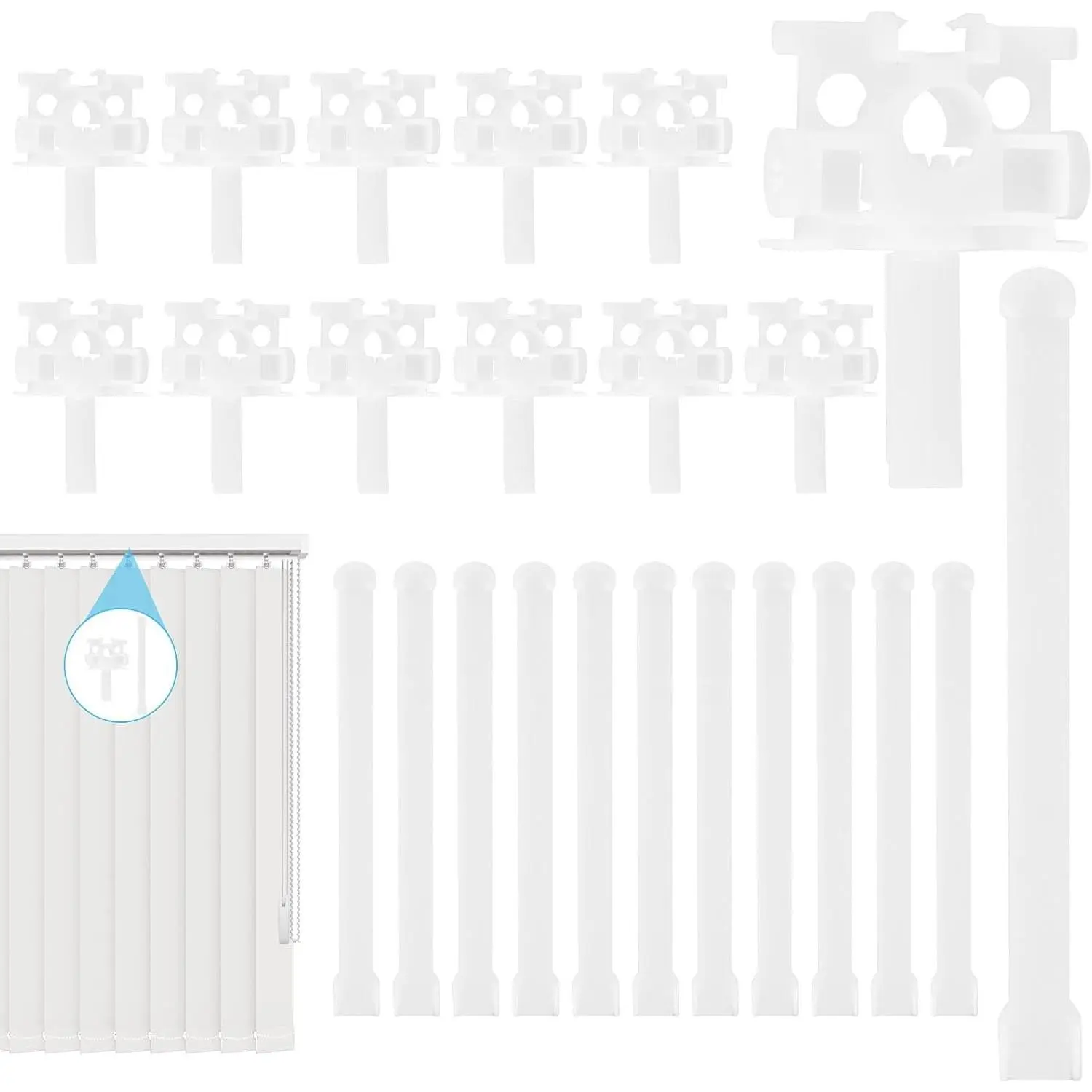 12 count Vertical Blind Repair Carrier with Stem 12 Straps,Vertical Blinds Repair Kit White Blinds   Vertical Blind Curtain Accessories