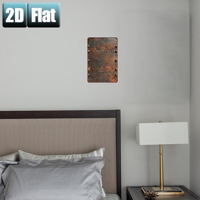 【20*30cm/8*12inch】2D Flat, 2D Flat 1pc,Rusty Metal Plate with Rivets and Weathered Texture,metal Tin Sign,size(8"x12"/20cm*30cm)Decoratve Paintings/Room/Restaurant/Bar/Door/Garage Decor, 2D Flat