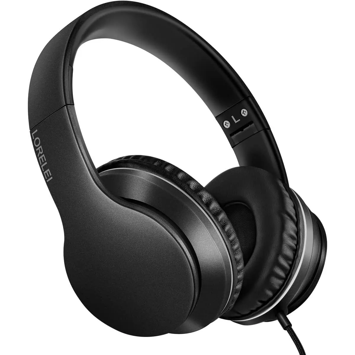 X6 Over-Ear Wired Stereo Bass Headphones with Microphone, Lightweight, Foldable & Portable with 1.45M No- for Smartphone, Tablet, MP3/4, Space Black