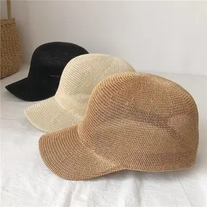 2026 New Summer Breathable Straw Baseball Cap Men Outdoor Paper Sun Hats Women Solid Color Adjustable Shade Beach Hats Wholesale