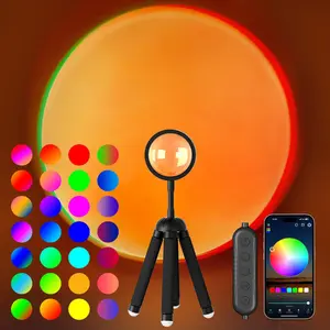 Sunset Lamp Projector with APP Control Multicolor Changing Led Lights for Room, 360 Degree Rotation Sunlight Lamp Set Mood Lighting Bedroom Decor Christmas Gifts Photography for Women
