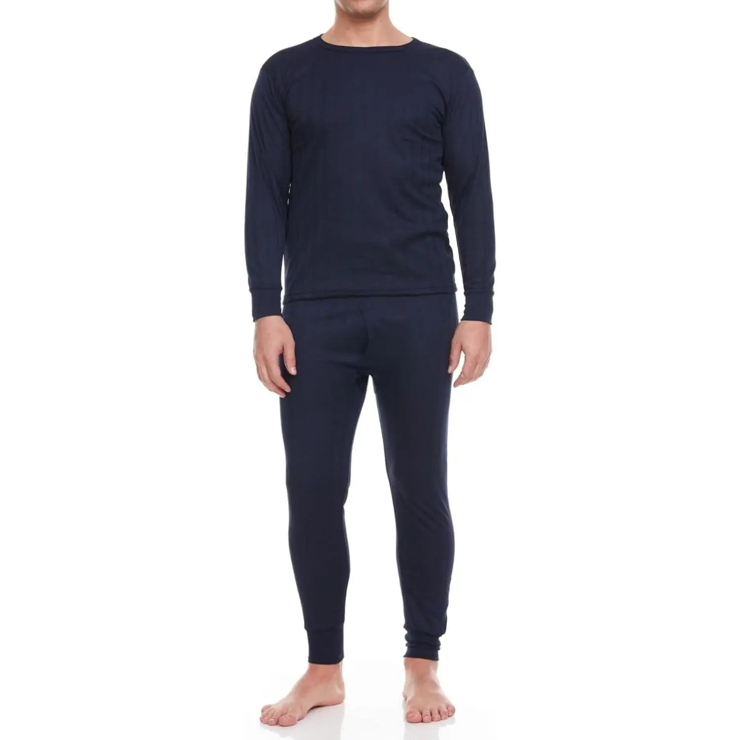 Men Fleece Lined 100% Cotton Thermal Long Johns Top Bottom Underwear Set