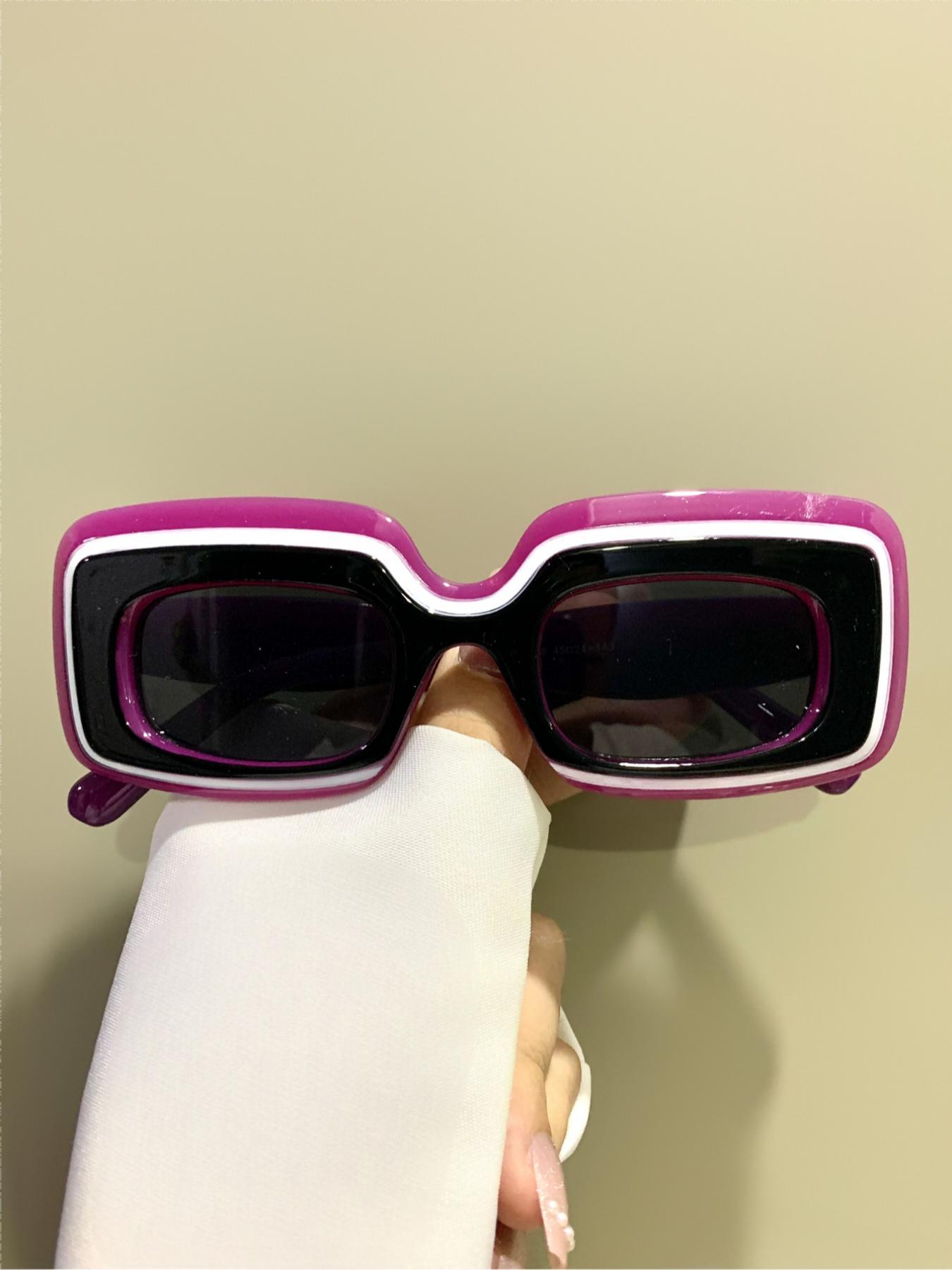 Y2K Style Rectangle Frame Glasses, Trendy Casual Glasses for Women and Men, Fashion Accessories for Everyday Use and Outdoor Activities, Trendy Beach Eyewear