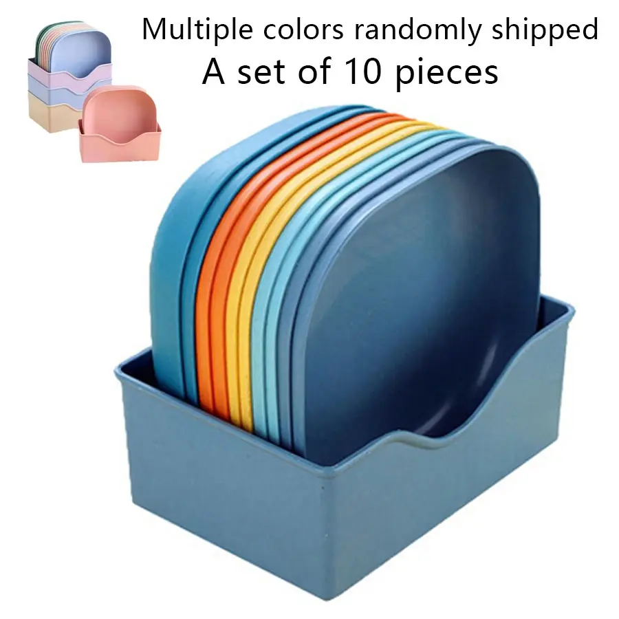 Colors are random 10 Pcs Plastic Plates, 5.3-inch Square Lightweight Unbreakable Dinner Dishes Plates Set, with base,Fruit Dish, Side Dish Plate, Home Storage Plate (Quadrate)