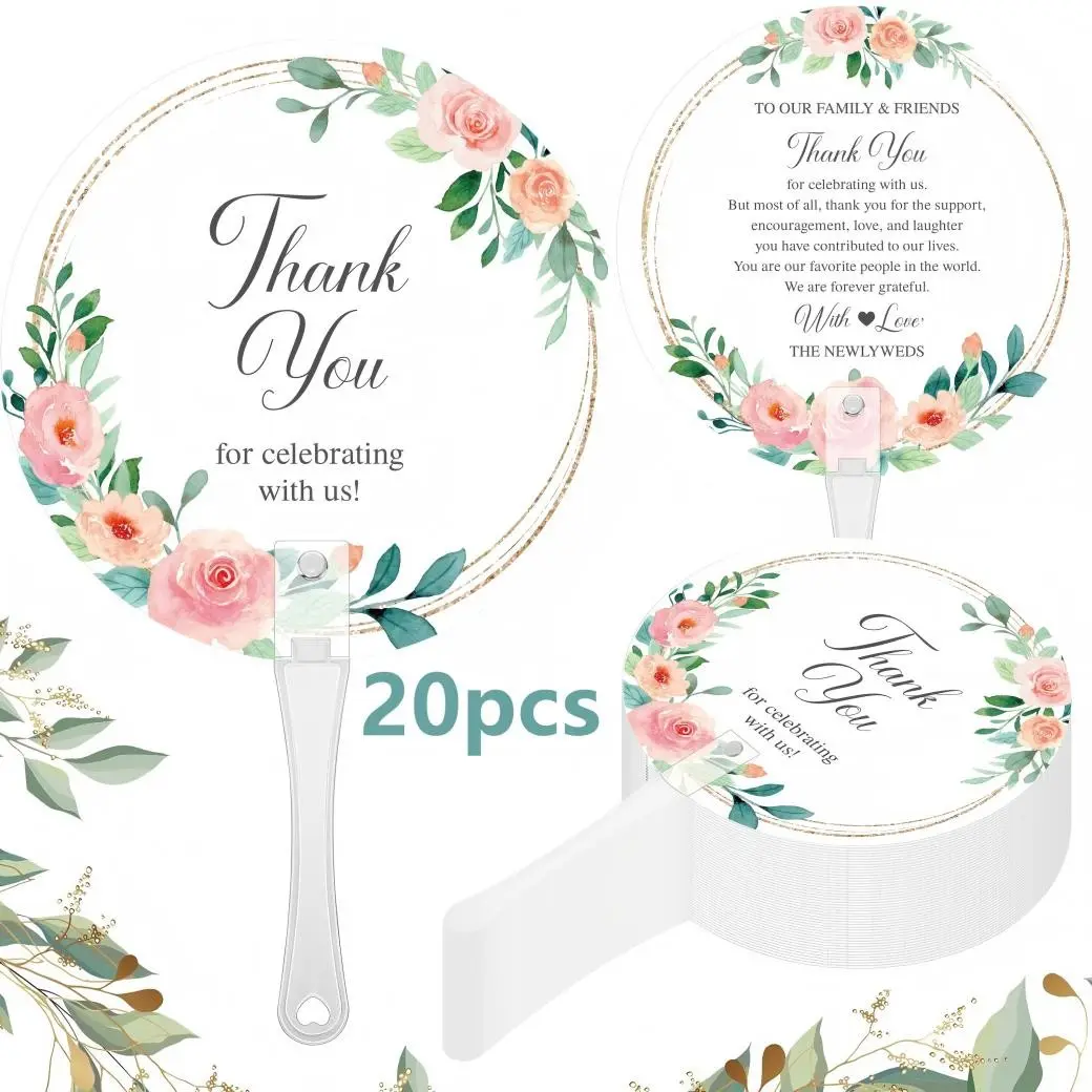 Elegant Floral Wedding Hand Fan, Decoration Items, and Peach Flower Design, Durable Plastic, Perfect for Weddings, Bridal Parties, Outdoor Events