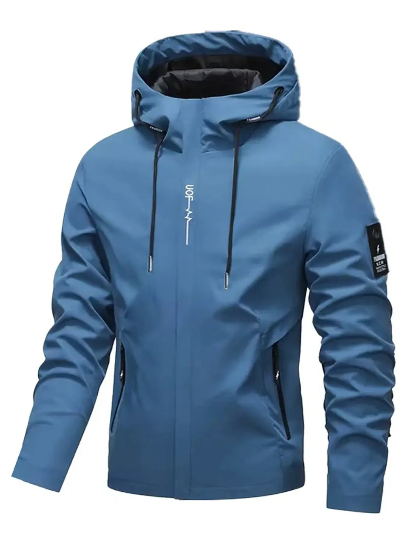 Men's Grey Hooded Windbreaker Summer Outdoor Jacket Casual Sports Sweatshirt Workwear Zip-Up Shirt Lightweight Breathable Waterproof Sun Protection Premium Functional Cardigan