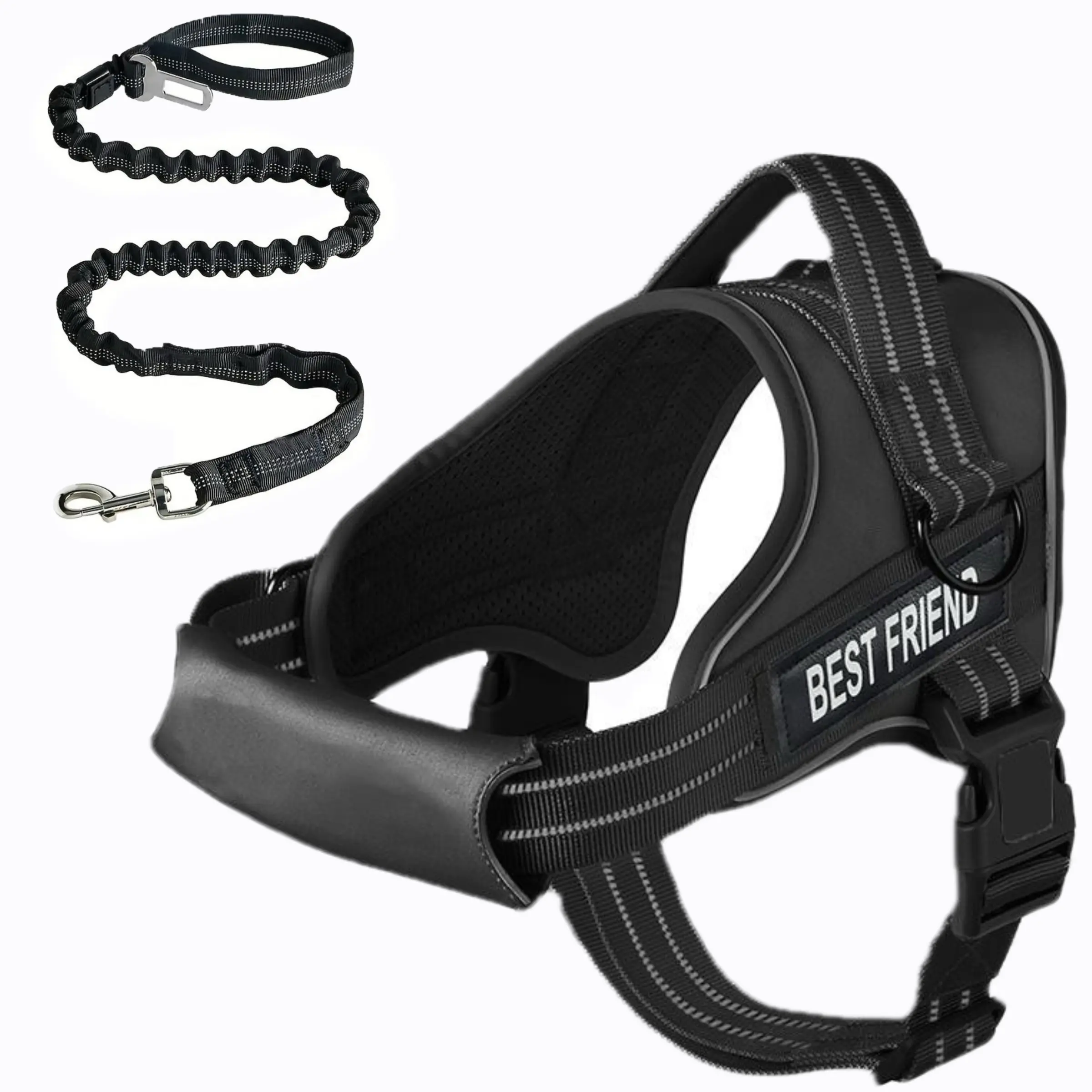 Dog Saddle Chest Harness Set, Outdoor Durable, Quick-On Design, Reflective Visibility, Includes Car Safety Clip, Dog Travel Gear