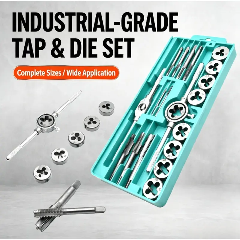 High Hardness Alloy Steel Metric Tap and Die Set M3 M12, Industrial Thread Repair Tapping & Threading Hand Tool Kit for DIY  Auto Repair