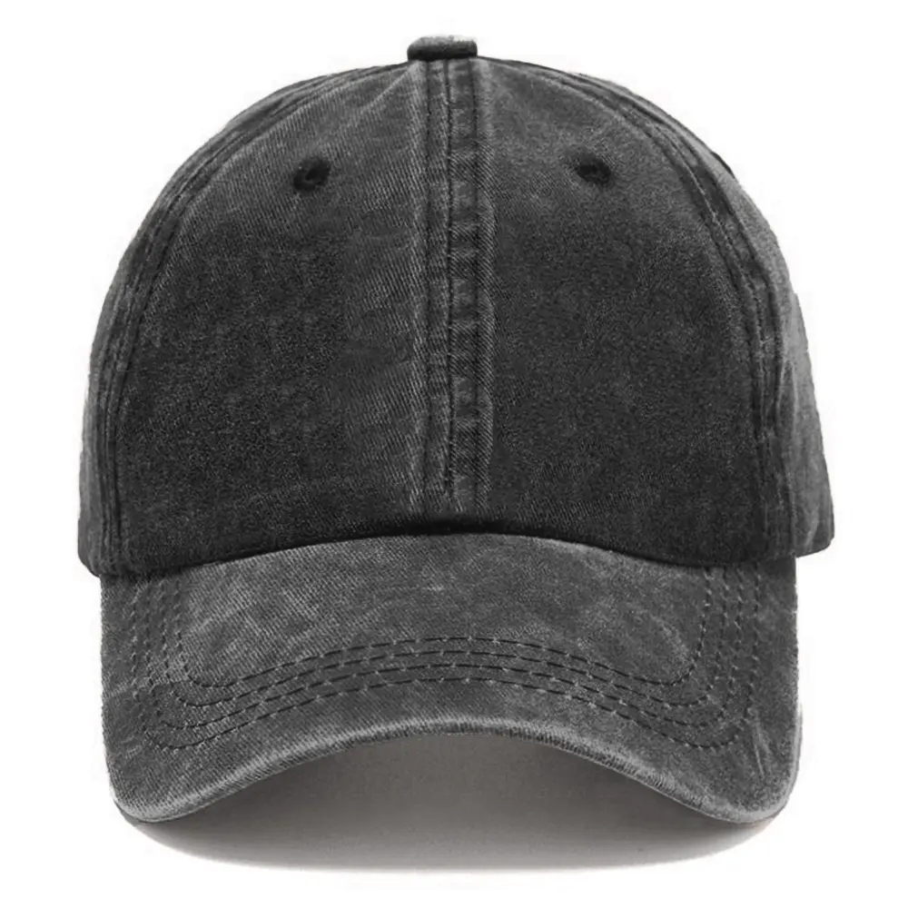 Vintage Washed Cotton Baseball Cap for Men - Adjustable Snap, Distressed Look, Plain Surface, Casual Streetwear Dad Hat, Outdoor Wear Fashion Cap (Adjustable Fit for Women, 1 Size)