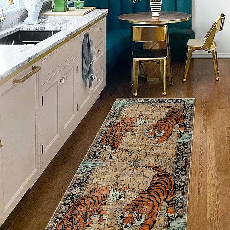 Tiger Pattern Floor Mat, Non-slip Washable Floor Carpet, Decorative Area Rug, Animal Printed Rug for Home Decor Living Room Bedroom Hotel