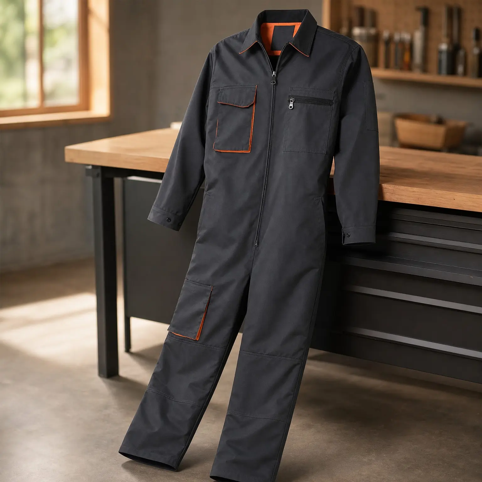 Men's Mechanic Work Coveralls Jumpsuit with Multi Pockets Long Sleeve Durable Workwear Overalls(Gift)