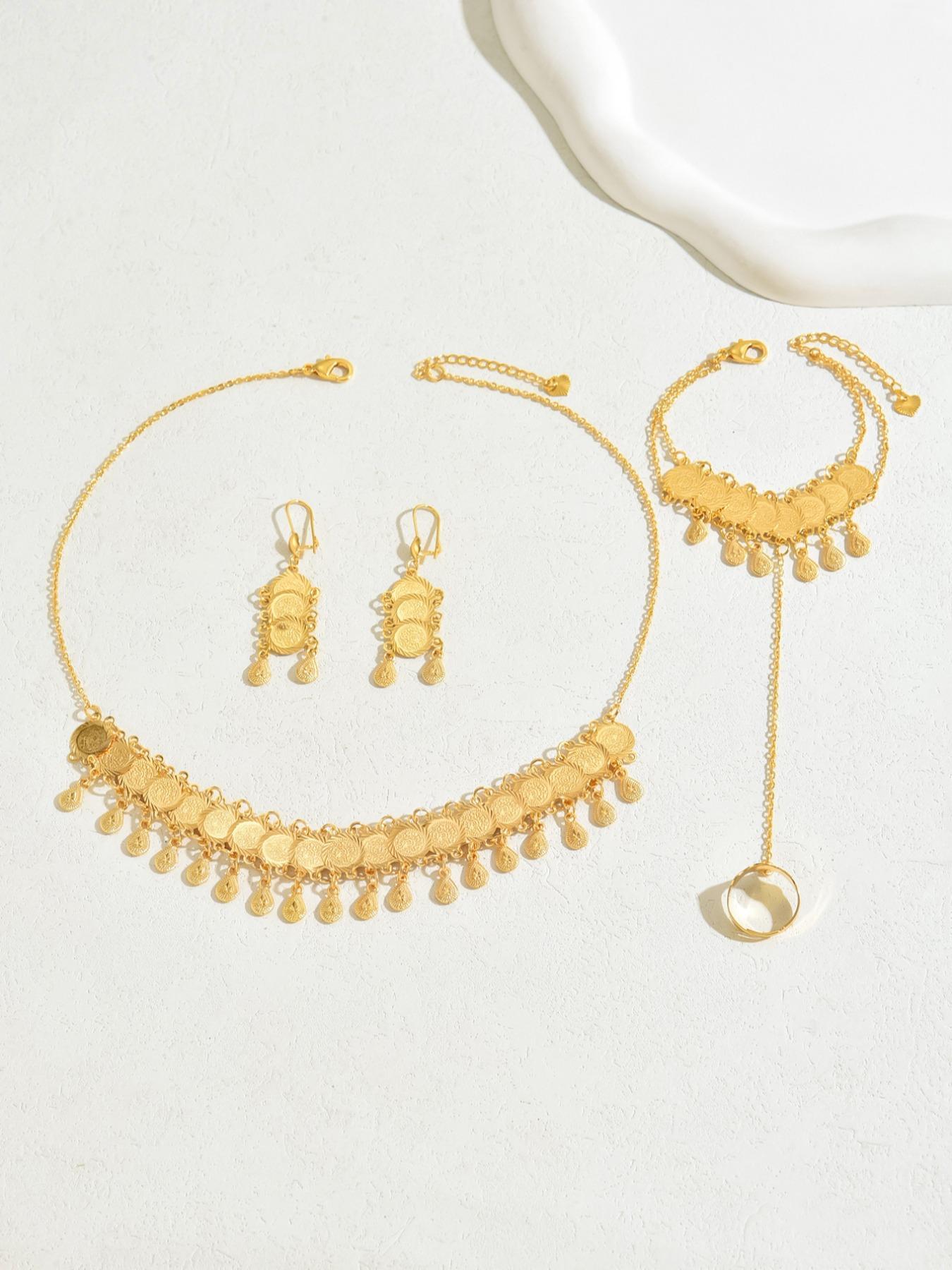 Women's Elegant Fashion Jewelry Set, Casual Trendy Pendant Necklace & Dangle Earrings & Bracelet, Necklace And Earring Set, Necklaces Earrings Set, Fashion Accessories for Party & Daily Clothing Decor, Fashionable Jewelry Set