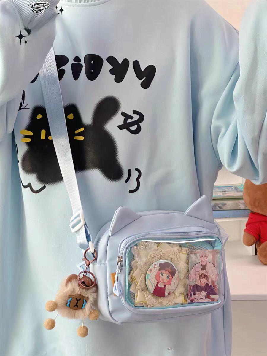Y2K Japanese Harajuku School Bags for Girls New Transparent Itabag Shoulder Crossbody Bag DIY Badges Display Plate Ita Bag