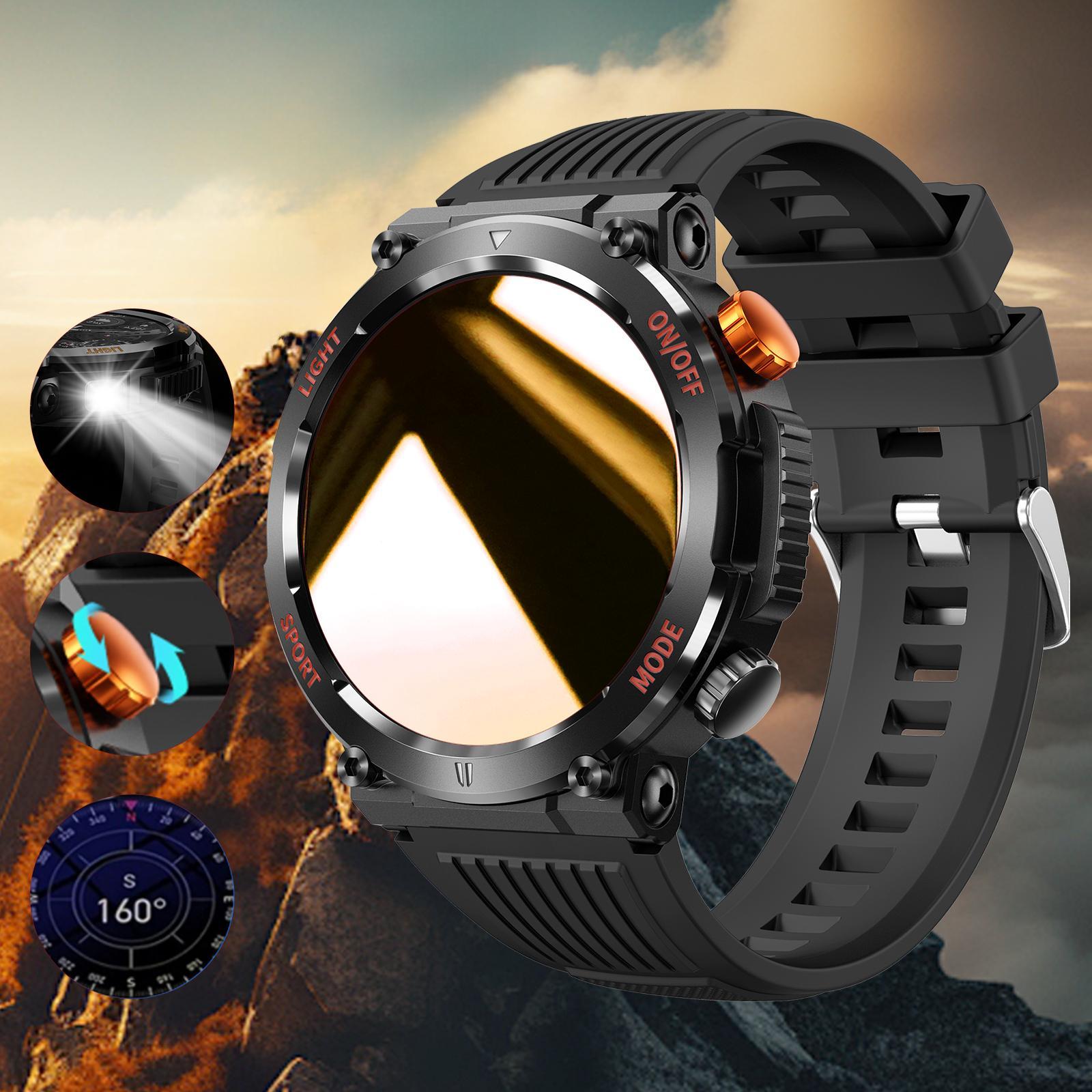 1.46 Inch HD Screen Smartwatch, Ultimate Outdoor Smartwatch, Outdoor Sports Fitness Tracker, Wireless Receiving & Calling Bluetooth Multi-sport Mode Pedometer, Waterproof Multifunctional Watch with LED Light for Android/iOS Men & Women 1.46 Inch HD Screen Smartwatch, Ultimate Outdoor Smartwatch, Outdoor Sports Fitness Tracker, Wireless Receiving & Calling Bluetooth Multi-sport Mode Pedometer, Waterproof Multifunctional Watch with LED Light for Android/iOS Men & Women