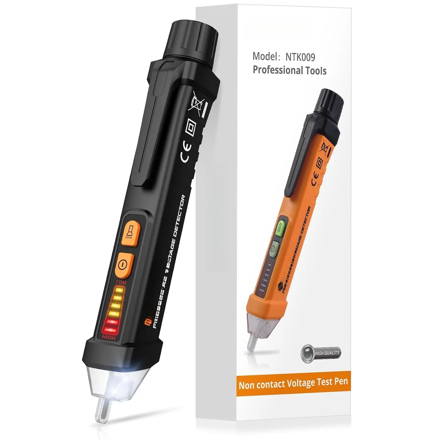 Black Pen Tester for DIY Users, 12-1000V AC Electric Tester with LED Flashlight, Audible Beeps & Visual Alerts for Outlets/Wires, Circuit Breakers, Switches
