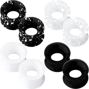 OUFER 8PCS Silicone Ear Gauges Flexible Ear Tunnels Plugs Stretchers Expander Double Flared Flesh Ear Piercing Jewelry for Women Men