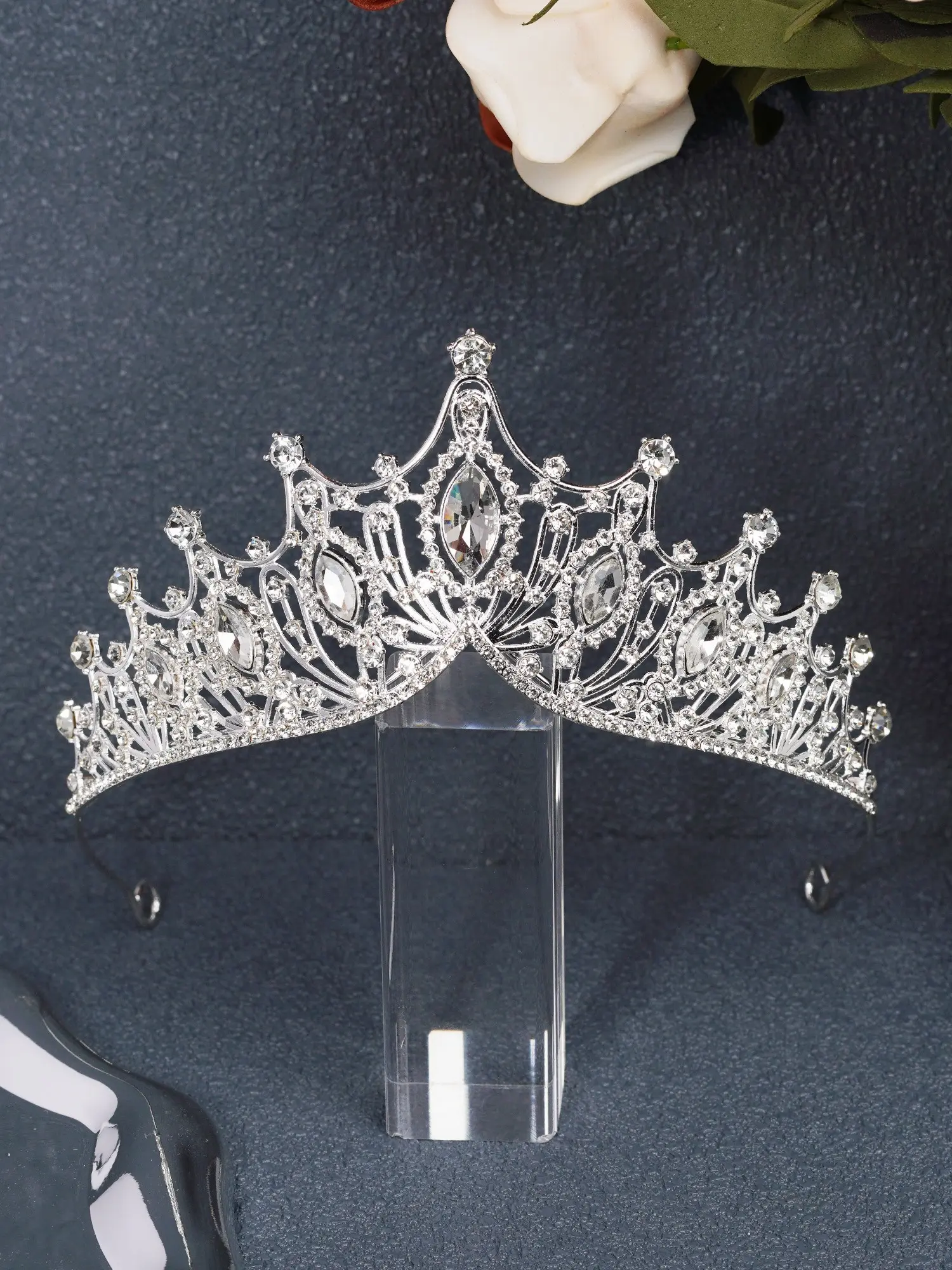 Silver Color Rhinestone Hollow Crown Hairband, Elegant Bridal Headpiece, Princess Wedding Accessory, Anniversary Party Decor