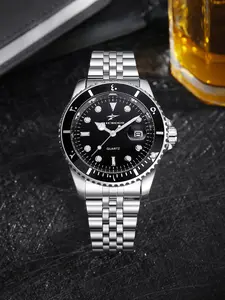RICECGO Men's Business Watch: Luminous hour markers + date window, stainless steel, the top choice for a stylish and classic men's watch