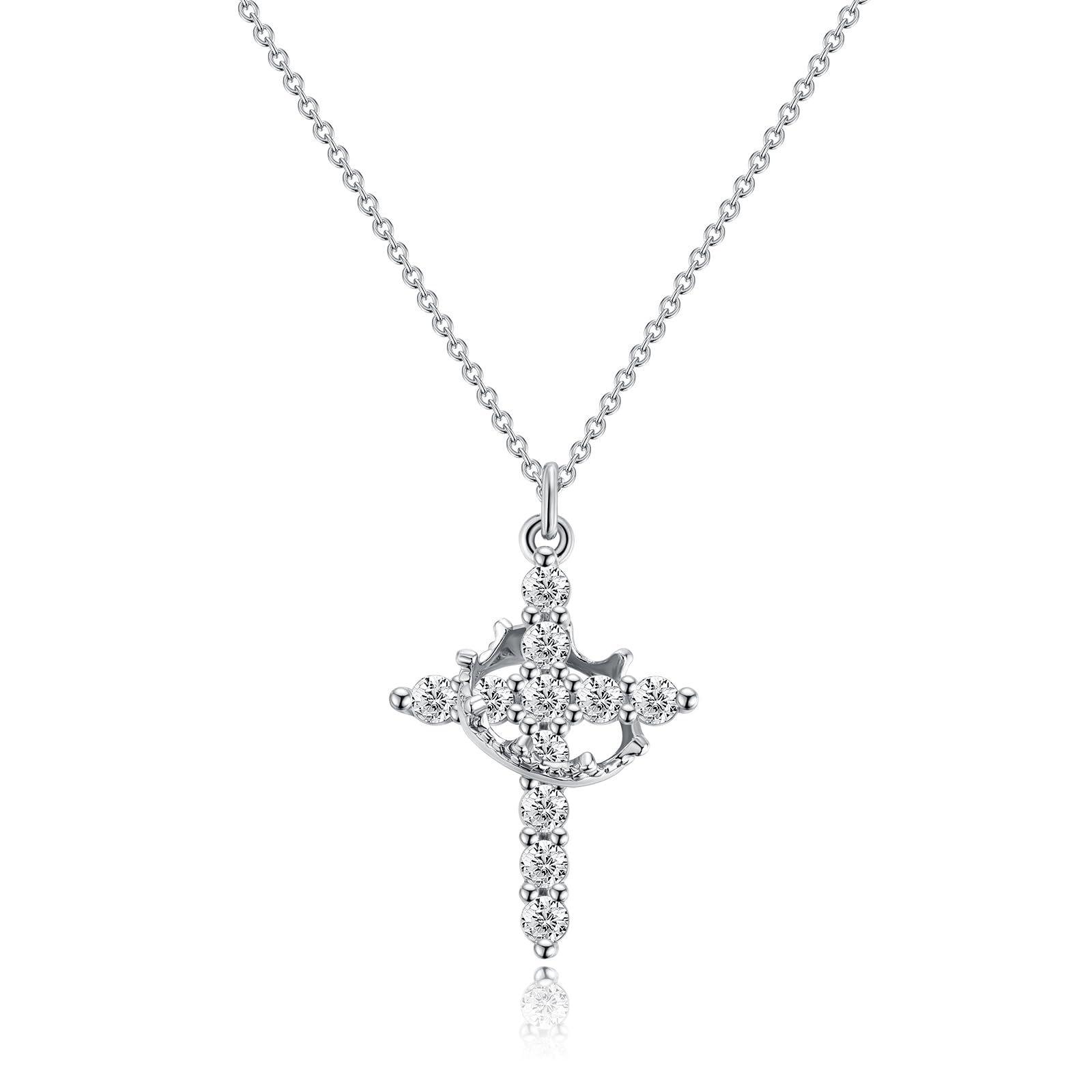 Unique new high-end pendant with a rotatable cross, crown, and circular necklace, a gift for girlfriends, women, and couples