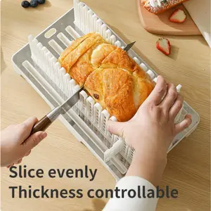Bread Slicer For Homemade Bread,Bread Slicer Guide For Width Is Adjustable And Replaced,Bread Loaf Slicer With Crumb Tray,Suitability For Homemade Bread, Bagels, Cakes