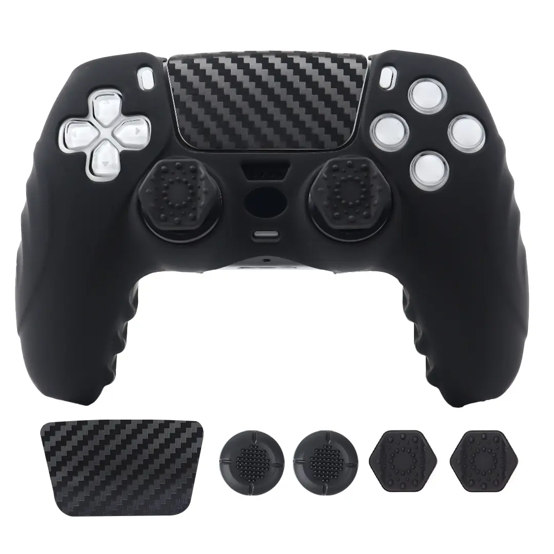 Silicone Case for PS5 Controller, Sweatproof Protective Skin with Extra Thumbstick Caps, Raised Dot Comfort Game pad Grip Cover for PS5 Controller