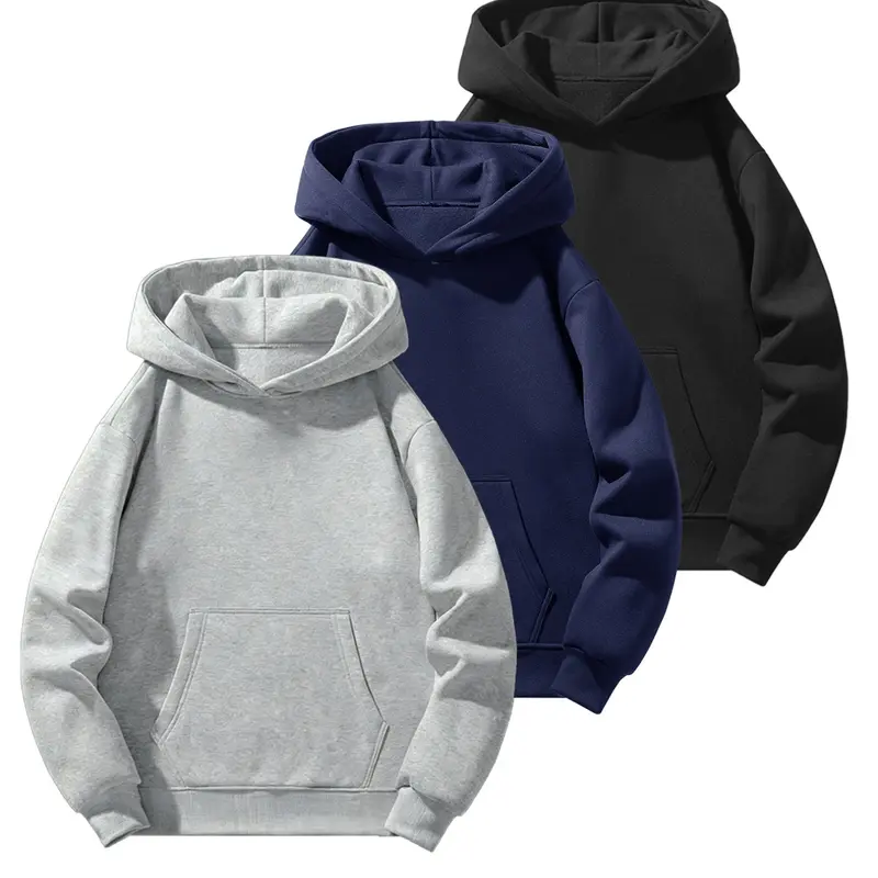 Men's Solid Color Essential Hooded Sweatshirt, Regular-Fit Casual Long-Sleeve Hoodie for Autumn and Winter Daily Wear