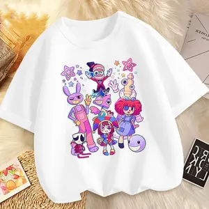 Man's Short Sleeve T Shirts The Amazing Digital Circus Anime Cartoon Print Cotton Top Summer Casual Crew Neck Tees