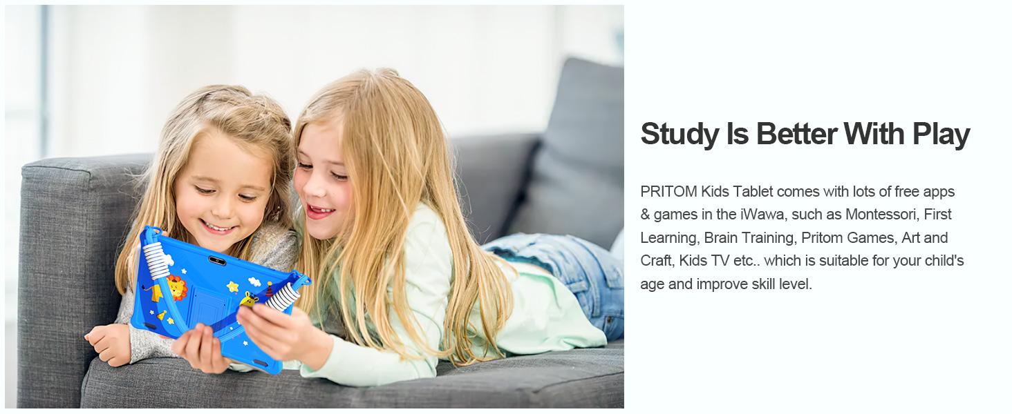 10 inch Tablets Android 13, Tablet with Lanyard 64GB, Quad-Core, HD IPS Display, WiFi, Dual Camera, Tablet for 3+ (Blue)