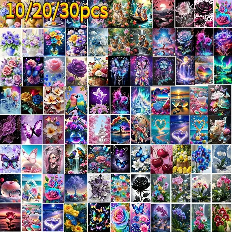 10/20/30‑Piece Mystery Box Diamond Painting Set, 20×20cm Full Drill Random Mixed Patterns, Fun Group DIY Activity, Ideal for Craft Gathering, Bedroom Living Room Wall Decoration, Art Hobby Kit for Adults & Beginners