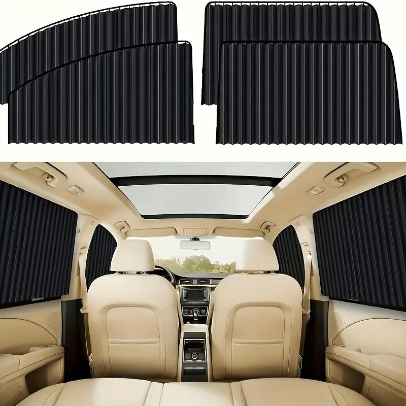 4pcs Embedded Rail Sliding Car Sunshade - Insulating And Uv-Resistant Windshield Visor, Magnetic Track Privacy Curtain, UV Protection & Heat Insulation, Universal Fit, Car Side Window Shades