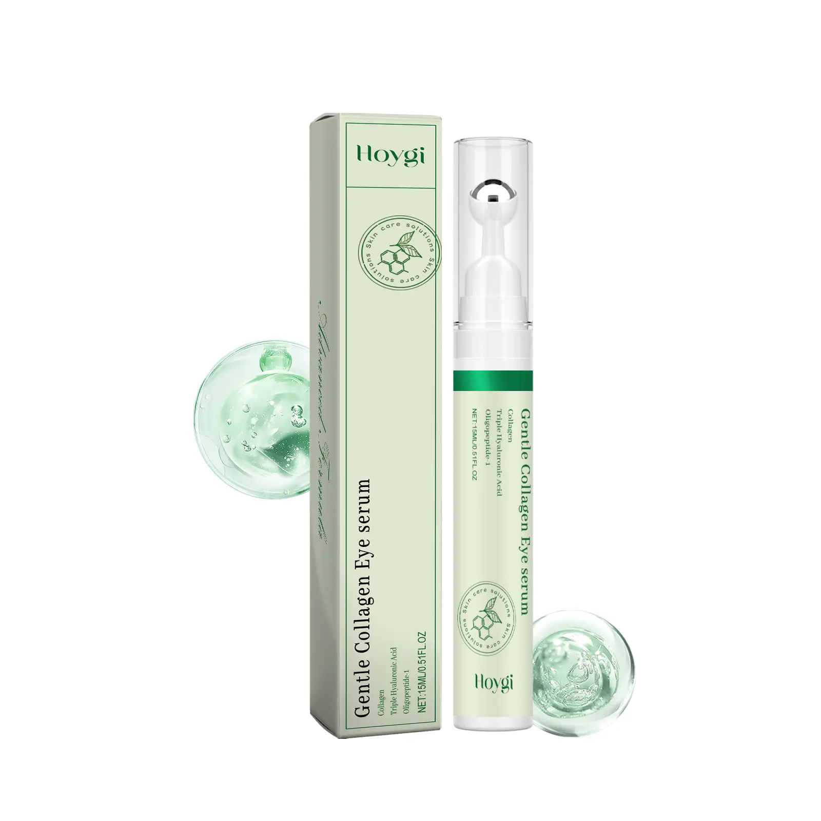 Collagen Roll-On Eye Serum with Hyaluronic Acid & Oligopeptide-1, Mild Hydrating Under Eye Treatment for Smooth, Radiant Skin with Fresh and Comfortable Feel, Liquid, Smooths Eyes