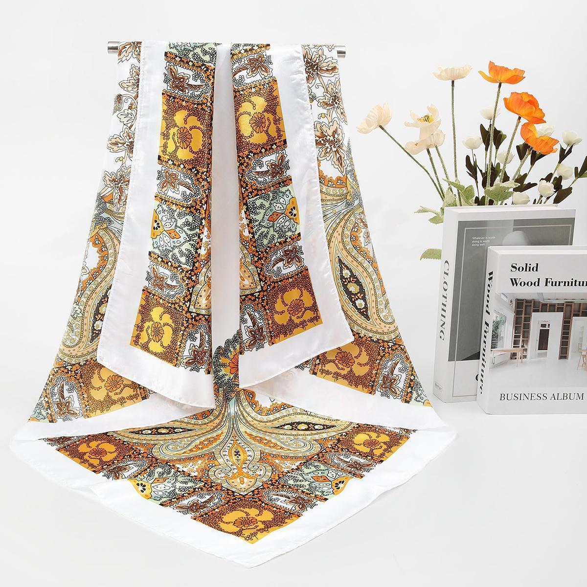 4PCS/set 35" Large Square Head Scarves Silk Like Neck Scarf Bandana Hair Sleeping Head Wrap Fashionable Hair Scarfs for Women TikTokShopBlackFriday