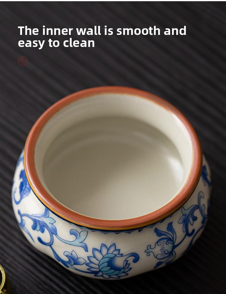 Xi Yuan Ji Blue and White Ru Kiln Incense Burner Stick Holder Three-Legged Sandalwood Censer for Home Indoor Tea Set Accessory incense stick