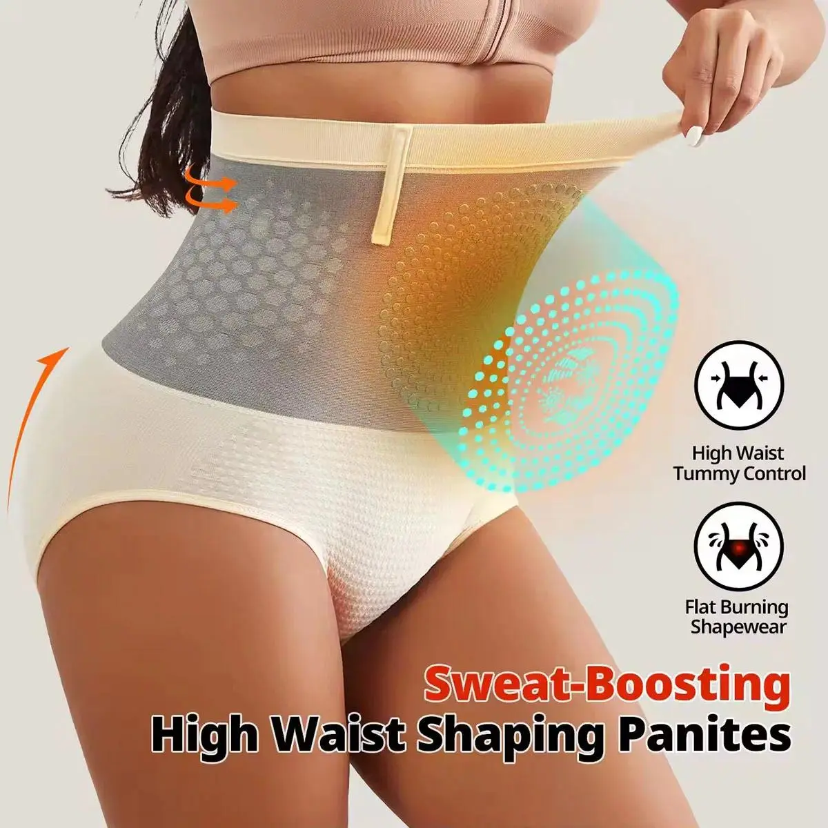 Seamless Women's High Waist Abdomen Control Panties Magnetic Therapy Warm Uterus Underwear Body Shaping Briefs