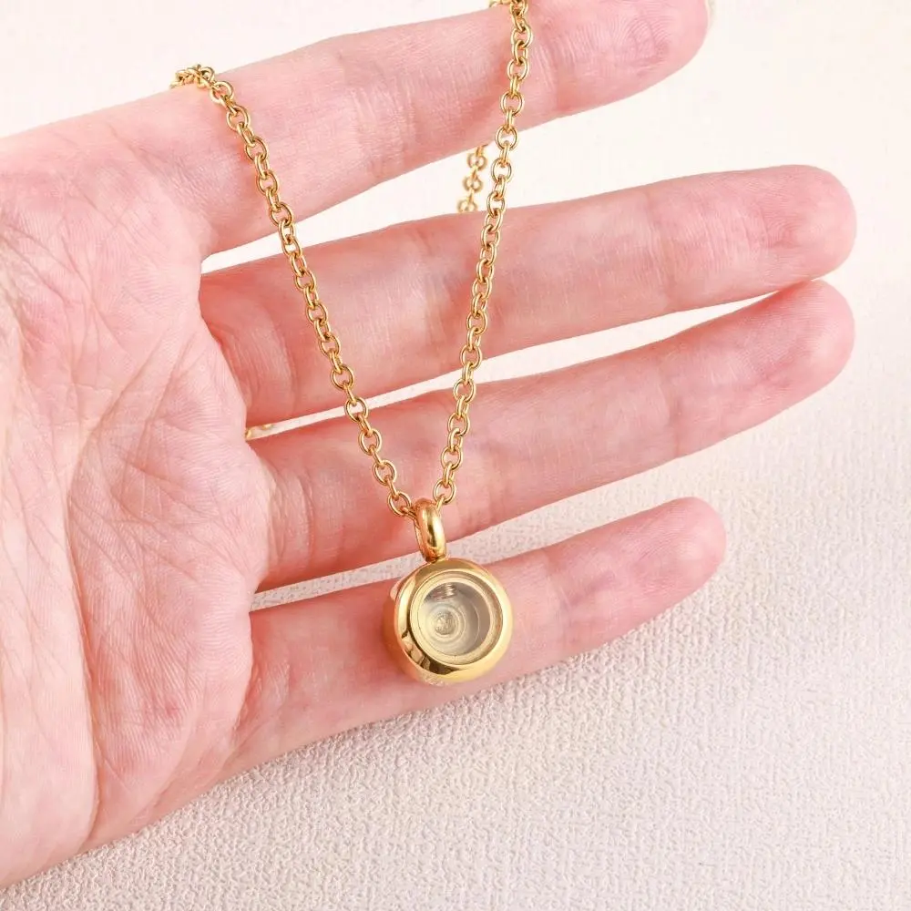 Round Stainless Steel Cremation Pendant for Human Ashes - Memorial Urn Necklace, Cremation Jewelry to Cherish Loved Ones' Memory