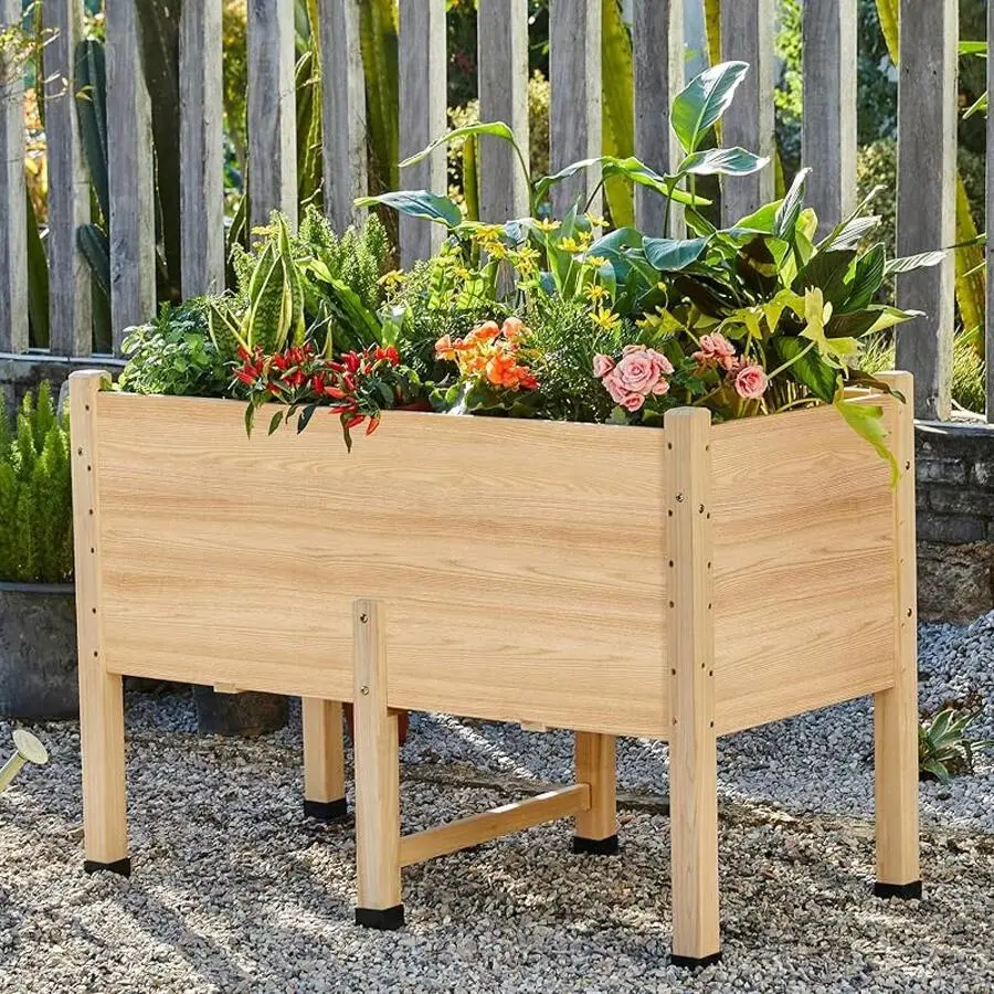 15 Inch Deep Raised Bed With Legs, Elevated Wooden Box Outdoor Gardening, Perfect Balcony, Patio, And Small Space Planting,4x2 FT
