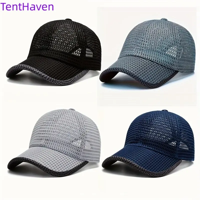2026 new 4-pack  men's hat,  hat, men's sun hat, outdoor quick drying mesh hat, breathable duckbill hat, large brim baseball cap