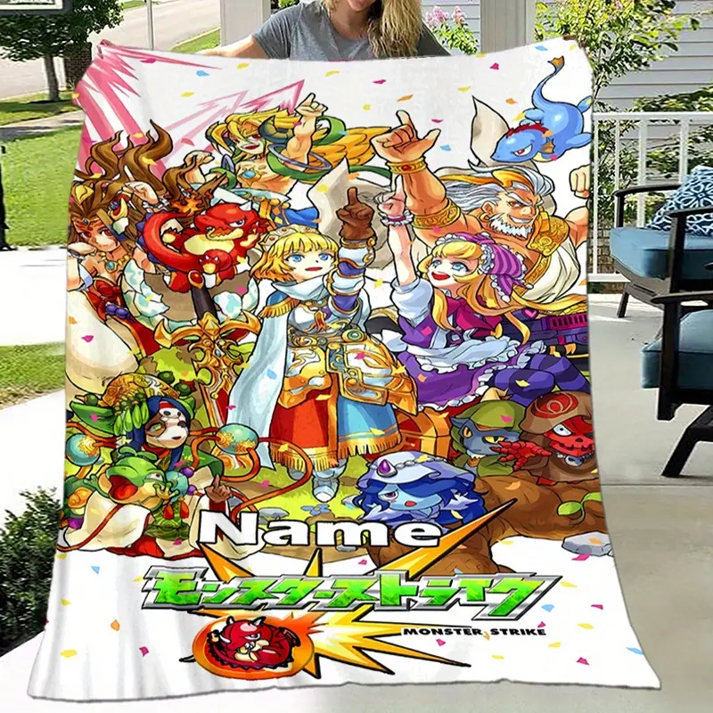 1pc Custom Name Mario Party 7 Game Character Collage Flannel Blanket Personalized Soft Warm Throw Blanket Sofa Bed Gamer Room Decor