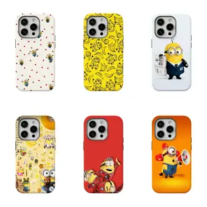 Super cute and adorable Minion-patterned film-style phone case; compatible with iPhone 12 through 17 and Samsung S22 through S26 series. Features a smooth, premium feel and drop-resistant protection—the perfect gift choice.