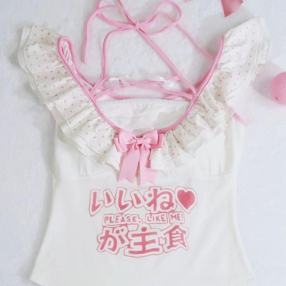 Pink Polka Dot Sweet Bow Mini Ball Gown Skirts Japanese JK Girls Teens Students Cute White Tiered Skirt Ballet Style Lolita Y2K