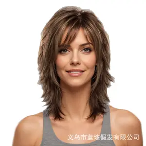 Unisex Synthetic Full Machine Wig - High-Layered Wolf Tail, Short Mullet, Full Head Coverage, European & American Neutral Trendy Style