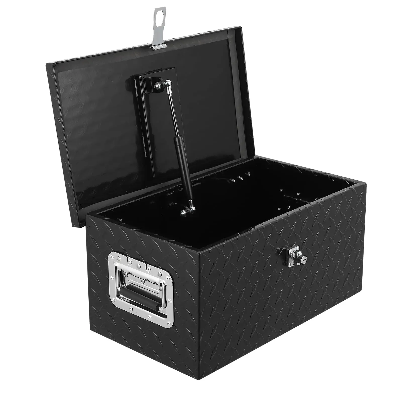 20" Truck Bed Tool Box – Aluminum Diamond Plate – Lockable with Keys – Portable Side Handle – Pickup/RV/Trailer/Van – Water-Resistant
