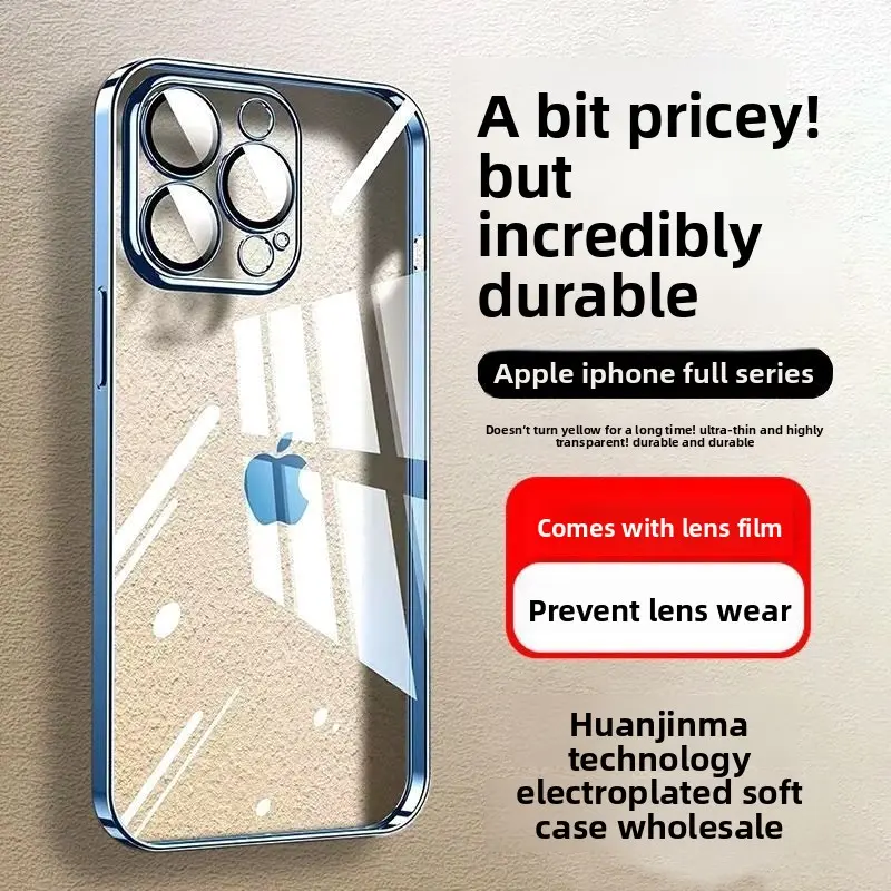 Clear Soft TPU Protective Back Shell with Integrated Camera Lens Guard, Smudge Resistant Shock Absorbent Phone Cover, Slim Transparent Cell Case Compatible with iPhone 13, 14 Pro, 15 & 16 Smartphones