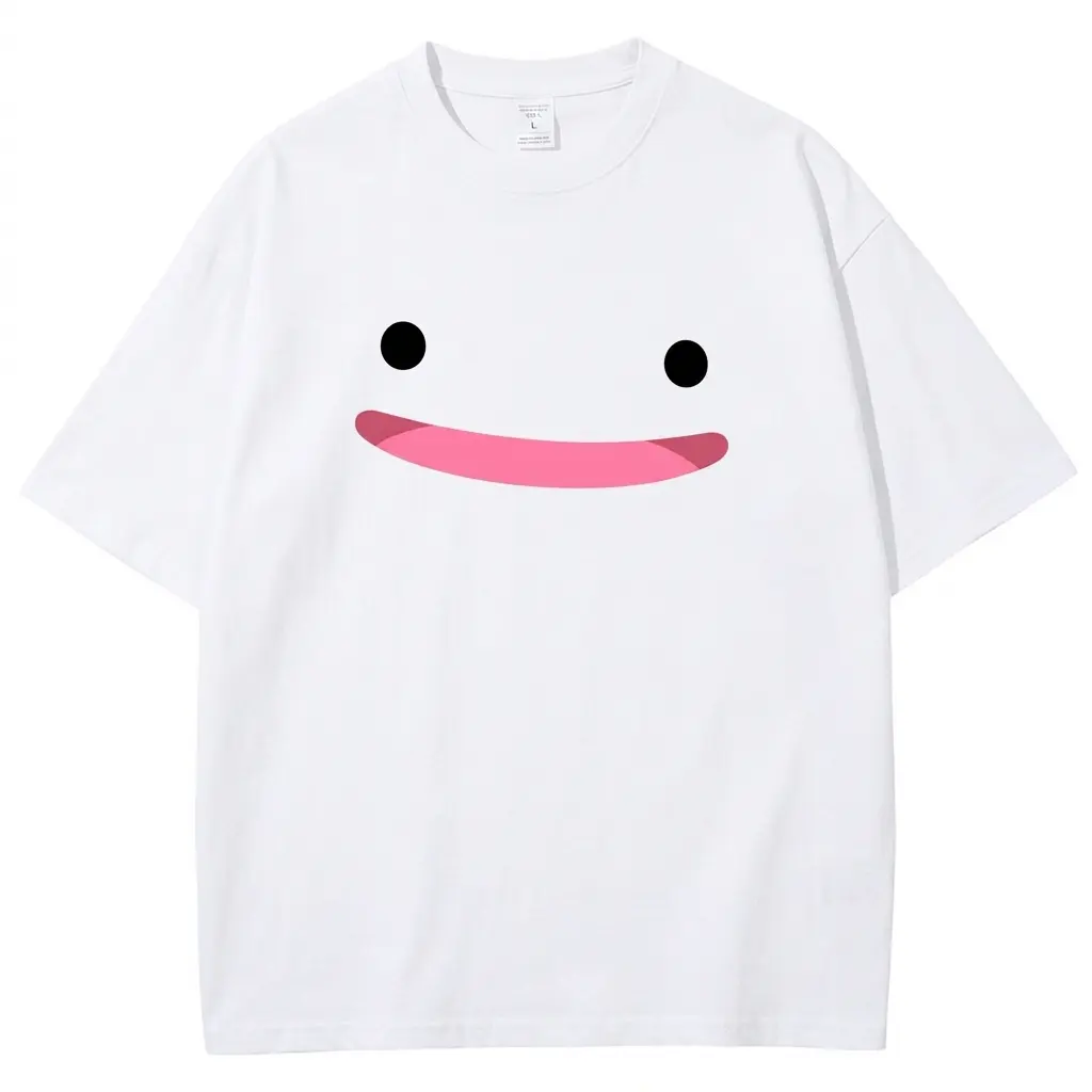 Unisex 100% Cotton Shortsleeve Round Neck Oversized Sports Top - 2000s Cute Clothes Shirts, Soft Emoji Pattern Casual Tee, Vintage Fabric, Cold Machine Wash Instagram Apparel