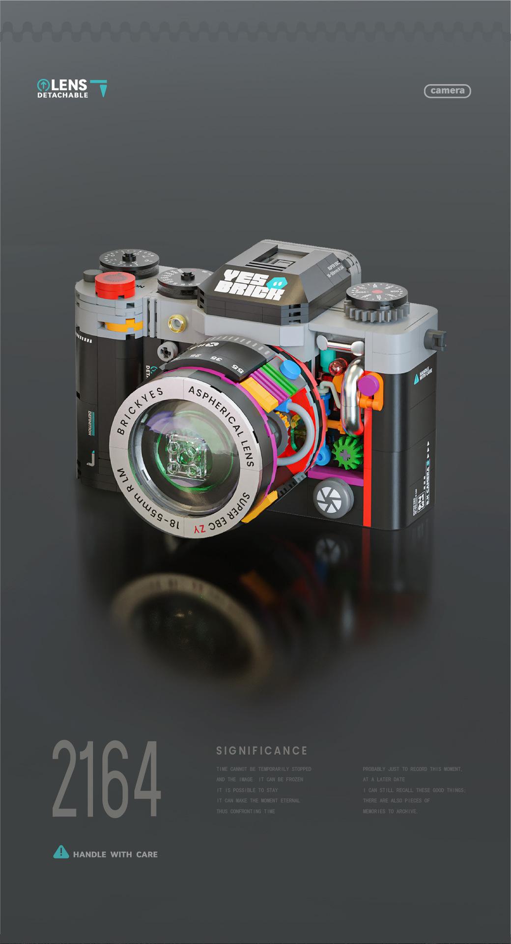 Brick Also Building Blocks Mechanical Universe Retro Camera Assembly Handmade Toy Model Ornament Boys Birthday Gift Wholesale