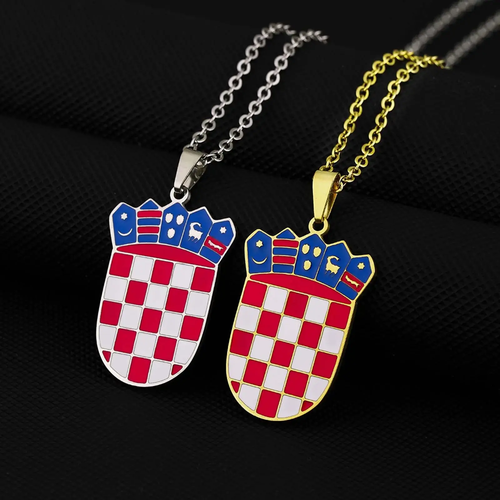 Croatia stainless steel badge pendant necklace men and women couple geometric accessories y2k