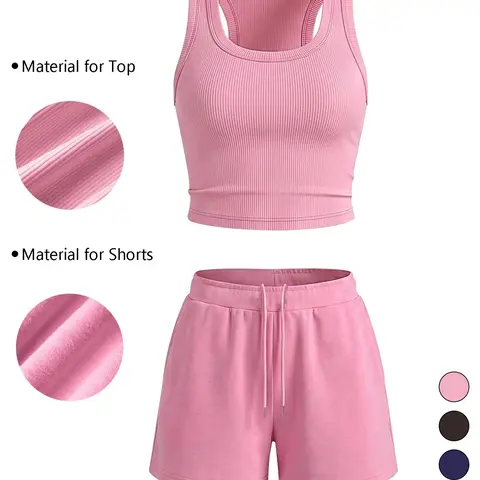 Simple Tank Top and Drawstring Shorts Two-Piece Set, Casual Comfy Sporty Sportswear, Comfortable and Stylish for Summer