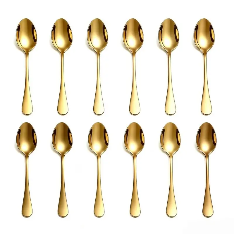 8-Piece Stainless Steel Coffee Spoon Set, Shiny Dessert Spoons, Teaspoon, Iced Tea Spoons, Long Handle for Milk Tea, Juice, Smoothie, Cocktail, Ice Cream, Coffee, Tea, Sturdy, Stainless Steel Cutlery, Stainless Steel Utensils, Tableware Utensils