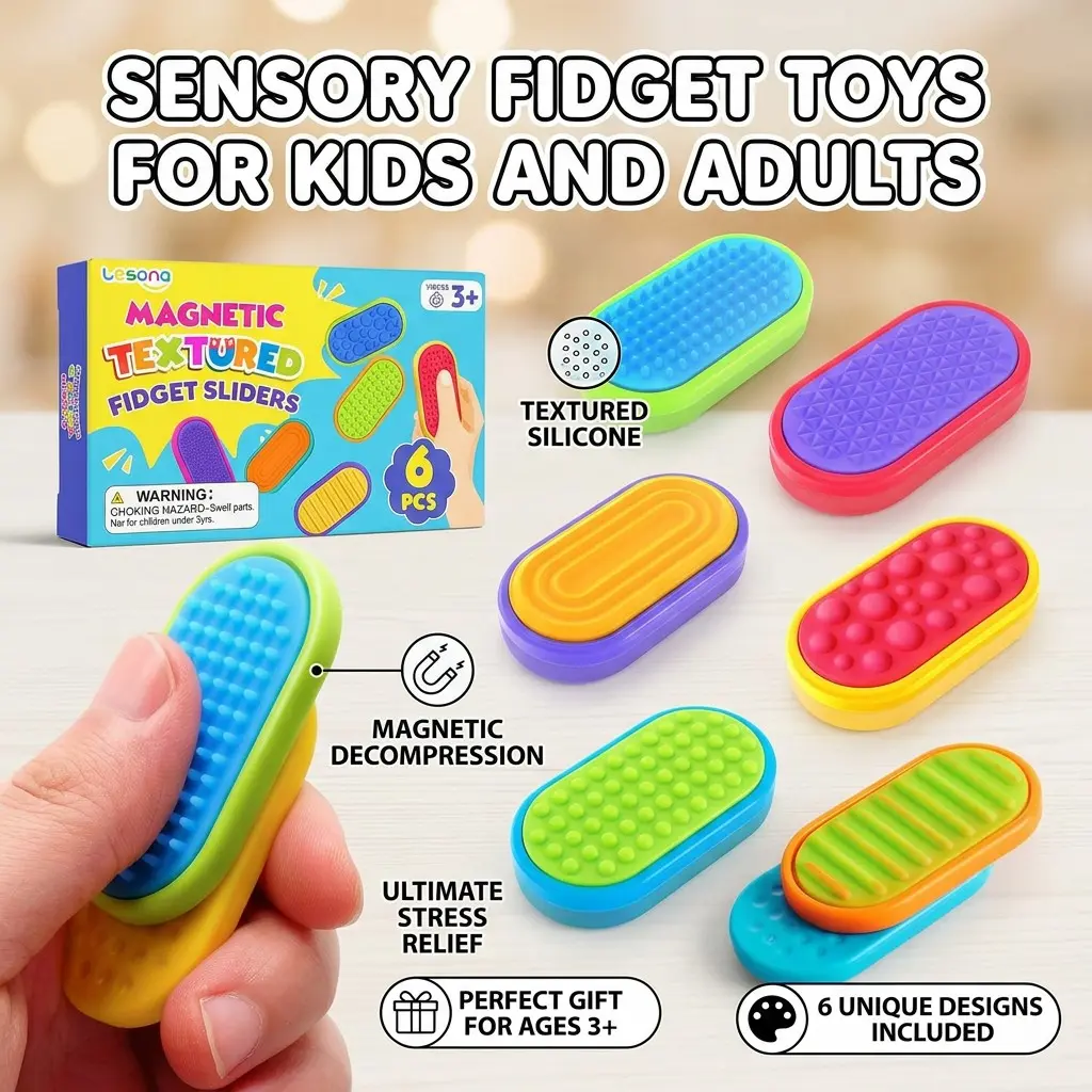 Sensory Fidget Toy for Kids, Magnetic Silicone Texture Stress Relief Toy, Educational Sensory Play Gear, Fun Learning Tool